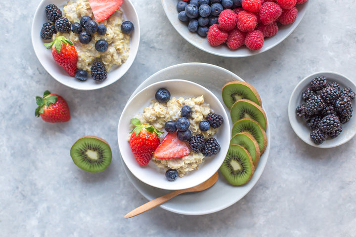 bowl of oatmeal and fruits